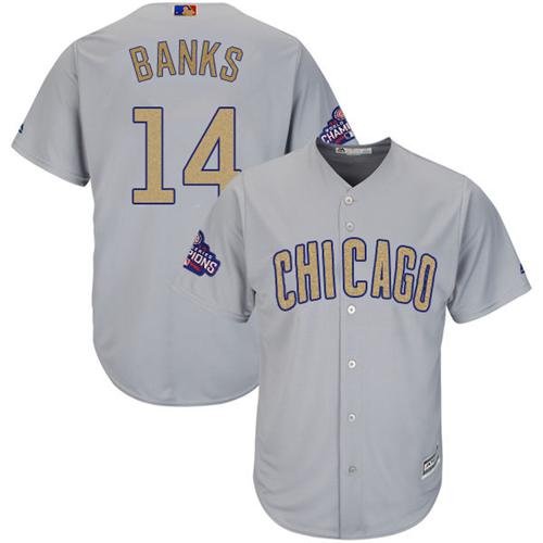 Cubs #14 Ernie Banks Grey 2017 Gold Program Cool Base Stitched MLB Jersey Cubs #14 Ernie Banks Grey 2017 Gold Program Cool Base Stitched MLB Jersey