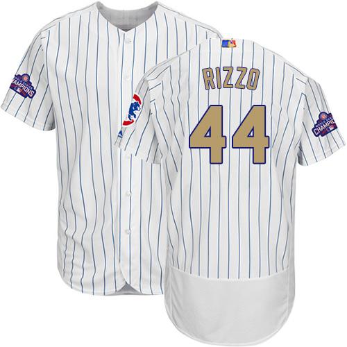 Cubs #44 Anthony Rizzo White(Blue Strip) Flexbase Authentic 2017 Gold Program Stitched MLB Jersey Cubs #44 Anthony Rizzo White(Blue Strip) Flexbase Authentic 2017 Gold Program Stitched MLB Jersey