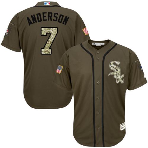 White Sox #7 Tim Anderson Green Salute to Service Stitched MLB Jersey White Sox #7 Tim Anderson Green Salute to Service Stitched MLB Jersey