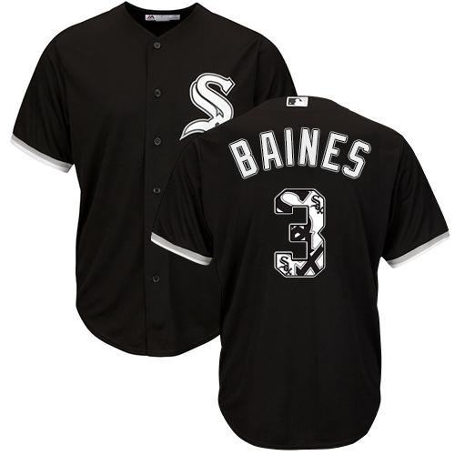 White Sox #3 Harold Baines Black Team Logo Fashion Stitched MLB Jersey White Sox #3 Harold Baines Black Team Logo Fashion Stitched MLB Jersey