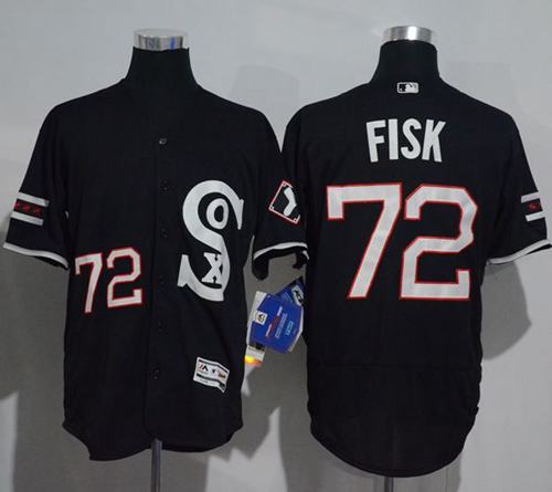 White Sox #72 Carlton Fisk Black New Flexbase Authentic Collection Stitched MLB Jersey White Sox #72 Carlton Fisk Black New Flexbase Authentic Collection Stitched MLB Jersey