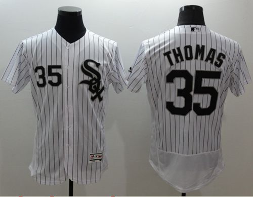 White Sox #35 Frank Thomas White(Black Strip) Flexbase Authentic Collection Stitched MLB Jersey White Sox #35 Frank Thomas White(Black Strip) Flexbase Authentic Collection Stitched MLB Jersey