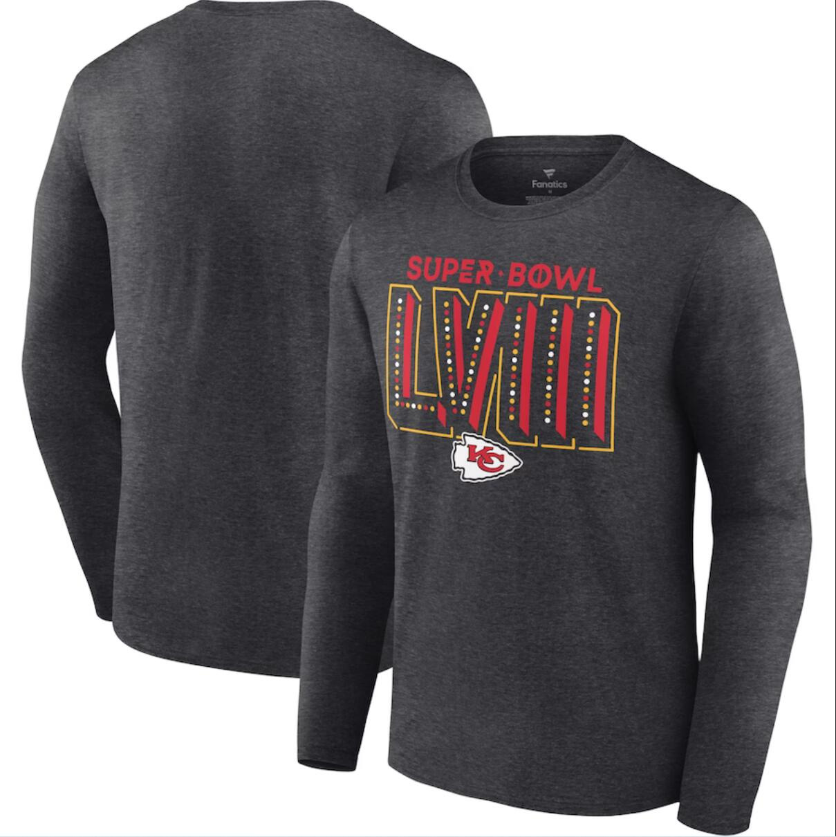 Men's Kansas City Chiefs Heather Charcoal Super Bowl LVIII Local Team Long Sleeve T-Shirt Men's Kansas City Chiefs Heather Charcoal Super Bowl LVIII Local Team Long Sleeve T-Shirt