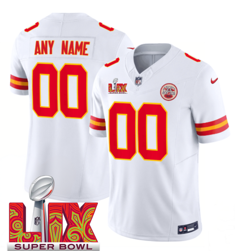 Men's Kansas City Chiefs Active Player Custom White F.U.S.E. 24/25 Super Bowl LIX Vapor Untouchable Limited Stitched Football Jersey