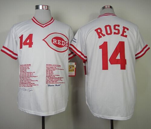 Mitchell And Ness Reds #14 Pete Rose White Commemorative Edition Stitched MLB Jersey Mitchell And Ness Reds #14 Pete Rose White Commemorative Edition Stitched MLB Jersey