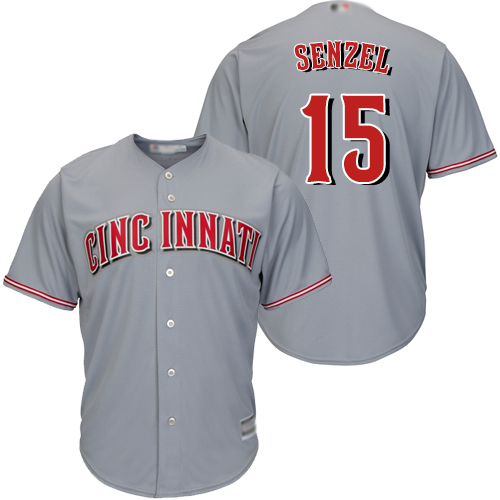 Reds #15 Nick Senzel Grey New Cool Base Stitched MLB Jersey Reds #15 Nick Senzel Grey New Cool Base Stitched MLB Jersey
