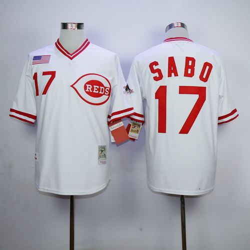 Mitchell And Ness 1990 Reds #17 Chris Sabo White Throwback Stitched MLB Jersey Mitchell And Ness 1990 Reds #17 Chris Sabo White Throwback Stitched MLB Jersey