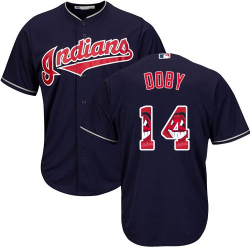 Indians #14 Larry Doby Navy Blue Team Logo Fashion Stitched MLB Jersey Indians #14 Larry Doby Navy Blue Team Logo Fashion Stitched MLB Jersey