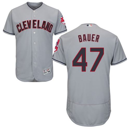 Indians #47 Trevor Bauer Grey Flexbase Authentic Collection Stitched MLB Jersey Indians #47 Trevor Bauer Grey Flexbase Authentic Collection Stitched MLB Jersey
