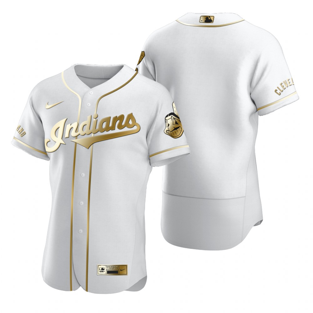 Cleveland Indians Blank White Nike Men's Authentic Golden Edition MLB Jersey Cleveland Indians Blank White Nike Men's Authentic Golden Edition MLB Jersey