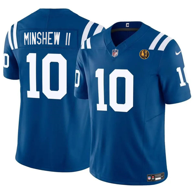 Men's Indianapolis Colts #10 Gardner Minshew Blue 2023 F.U.S.E. With John Madden Patch Vapor Limited Stitched Football Jersey Men's Indianapolis Colts #10 Gardner Minshew Blue 2023 F.U.S.E. With John Madden Patch Vapor Limited Stitched Football Jersey