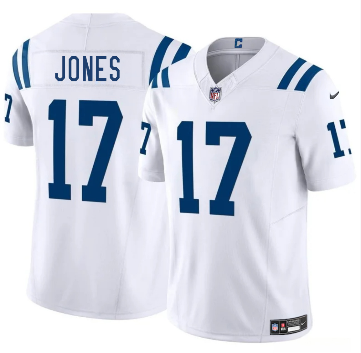 Men's Indianapolis Colts #17 Daniel Jones White 2025 F.U.S.E. Vapor Limited Stitched Football Jersey Men's Indianapolis Colts #17 Daniel Jones White 2025 F.U.S.E. Vapor Limited Stitched Football Jersey