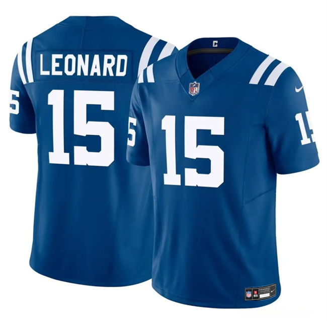 Men's Indianapolis Colts #15 Riley Leonard Blue 2025 F.U.S.E. Vapor Limited Stitched Football Jersey Men's Indianapolis Colts #15 Riley Leonard Blue 2025 F.U.S.E. Vapor Limited Stitched Football Jersey