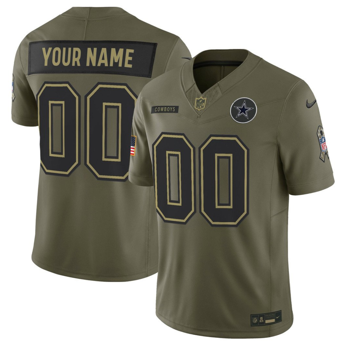 Men's Dallas Cowboys Active Player Custom Olive 2025 F.U.S.E. Salute to Service Limited Stitched Football Jersey Men's Dallas Cowboys Active Player Custom Olive 2025 F.U.S.E. Salute to Service Limited Stitched Football Jersey