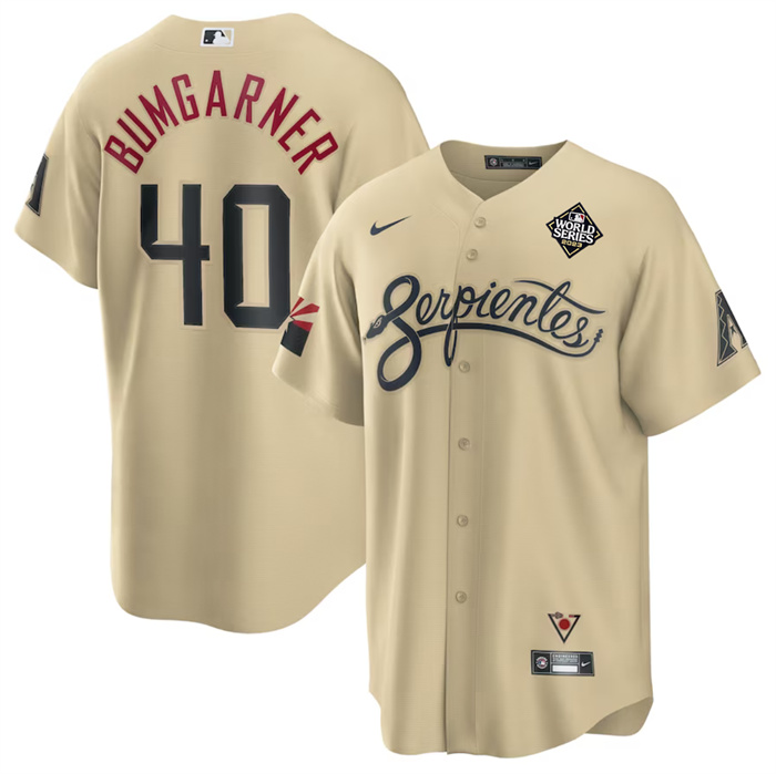 Men's Arizona Diamondbacks #40 Madison Bumgarner Gold 2023 World Series City Connect Cool Base Stitched Baseball Jersey