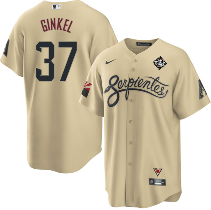 Men's Arizona Diamondbacks #37 Kevin Ginkel Gold 2023 World Series City Connect Cool Base Stitched Baseball Jersey Men's Arizona Diamondbacks #37 Kevin Ginkel Gold 2023 World Series City Connect Cool Base Stitched Baseball Jersey