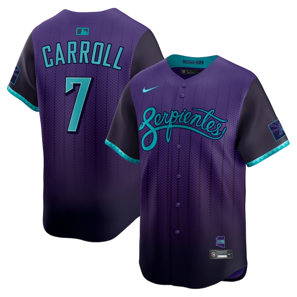 Men's Arizona Diamondbacks #7 Corbin Carroll Purple 2025 City Connect Limited Stitched Baseball Jersey Men's Arizona Diamondbacks #7 Corbin Carroll Purple 2025 City Connect Limited Stitched Baseball Jersey