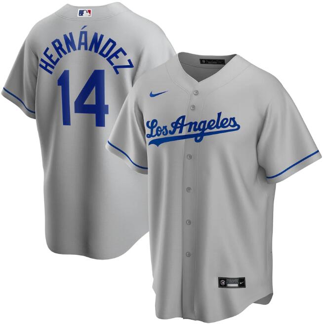 Men's Los Angeles Dodgers #14 Kiké Hernández Grey MLB Cool Base Stitched Jersey Men's Los Angeles Dodgers #14 Kiké Hernández Grey MLB Cool Base Stitched Jersey