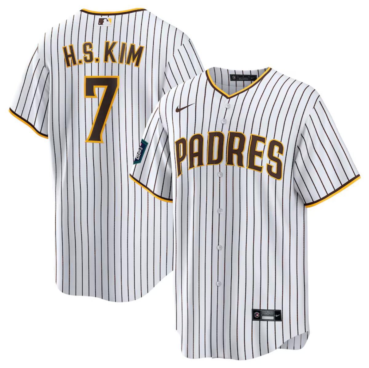 Men's San Diego Padres #7 Ha Seong Kim White 2024 World Tour Seoul Series Home Stitched Baseball Jersey Men's San Diego Padres #7 Ha Seong Kim White 2024 World Tour Seoul Series Home Stitched Baseball Jersey