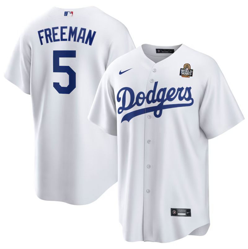 Men's Los Angeles Dodgers #5 Freddie Freeman White 2024 World Series Cool Base Stitched Baseball Jersey Men's Los Angeles Dodgers #5 Freddie Freeman White 2024 World Series Cool Base Stitched Baseball Jersey