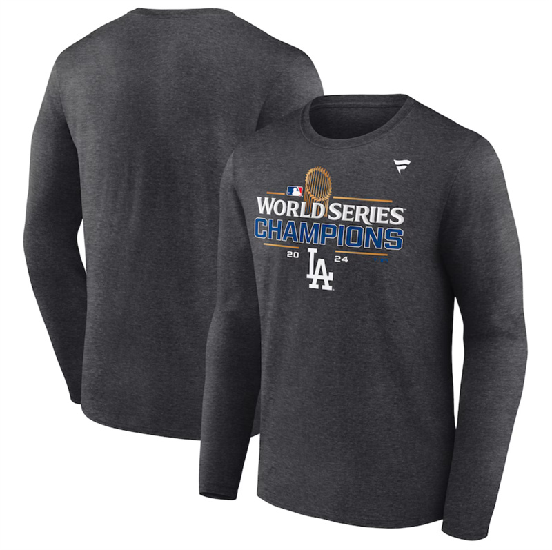 Men's Los Angeles Dodgers Heather Charcoal Big & Tall 2024 World Series Champions Locker Room Long Sleeve T-Shirt Men's Los Angeles Dodgers Heather Charcoal Big & Tall 2024 World Series Champions Locker Room Long Sleeve T-Shirt
