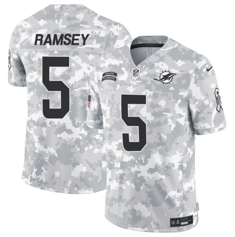 Men's Miami Dolphins #5 Jalen Ramsey 2024 F.U.S.E Arctic Camo Salute to Service Limited Stitched Football Jersey Men's Miami Dolphins #5 Jalen Ramsey 2024 F.U.S.E Arctic Camo Salute to Service Limited Stitched Football Jersey