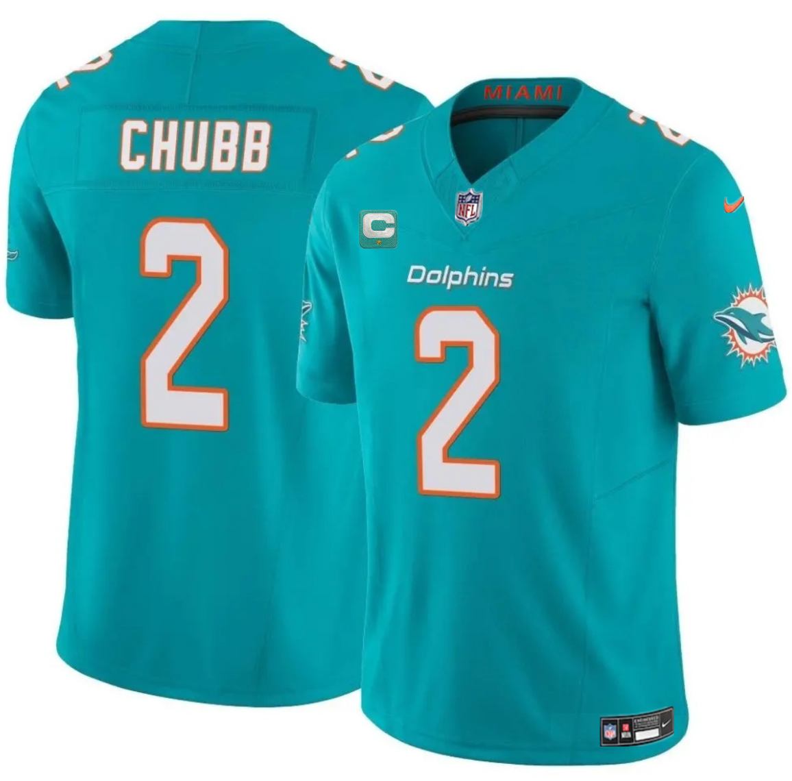 Men's Miami Dolphins #2 Bradley Chubb Aqua 2025 F.U.S.E. With 1-Star C Patch Vapor Limited Stitched Football Jersey Men's Miami Dolphins #2 Bradley Chubb Aqua 2025 F.U.S.E. With 1-Star C Patch Vapor Limited Stitched Football Jersey