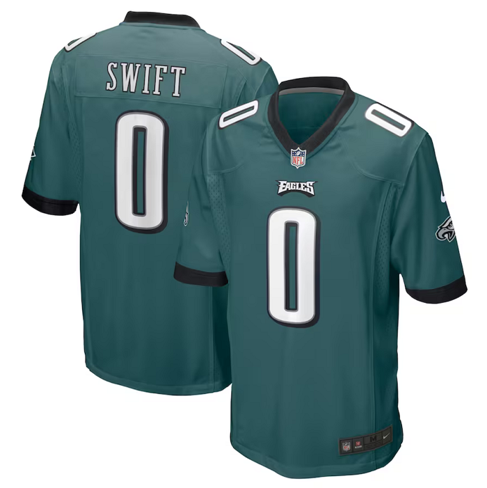 Men's Philadelphia Eagles #0 D'Andre Swift Green 2023 Draft Stitched Game Jersey Men's Philadelphia Eagles #0 D'Andre Swift Green 2023 Draft Stitched Game Jersey