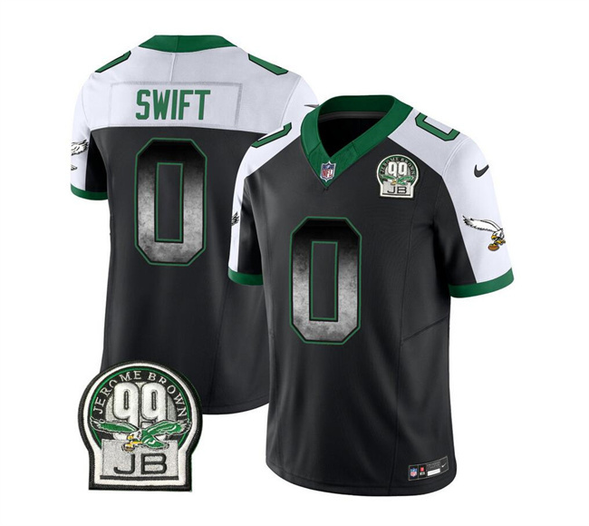 Men's Philadelphia Eagles #0 D'Andre Swift Black/White 2023 F.U.S.E. Throwback Vapor Untouchable Limited Stitched Football Jersey Men's Philadelphia Eagles #0 D'Andre Swift Black/White 2023 F.U.S.E. Throwback Vapor Untouchable Limited Stitched Football Jersey