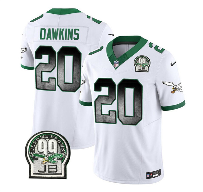 Men's Philadelphia Eagles #20 Brian Dawkins White 2023 F.U.S.E. Throwback Vapor Untouchable Limited Stitched Football Jersey Men's Philadelphia Eagles #20 Brian Dawkins White 2023 F.U.S.E. Throwback Vapor Untouchable Limited Stitched Football Jersey