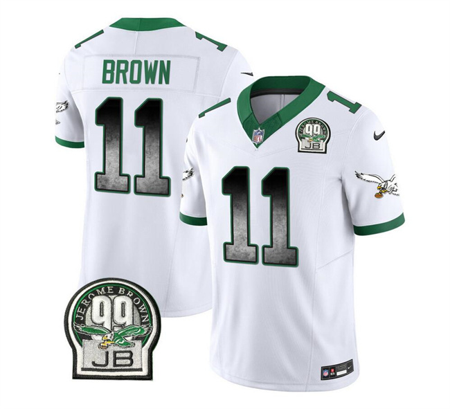 Men's Philadelphia Eagles #11 A. J. Brown White 2023 F.U.S.E. Throwback Vapor Untouchable Limited Stitched Football Jersey Men's Philadelphia Eagles #11 A. J. Brown White 2023 F.U.S.E. Throwback Vapor Untouchable Limited Stitched Football Jersey