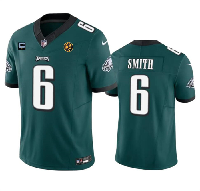 Men's Philadelphia Eagles #6 DeVonta Smith Green 2023 F.U.S.E. With 1-star C Patch And John Madden Patch Vapor Limited Stitched Football Jersey Men's Philadelphia Eagles #6 DeVonta Smith Green 2023 F.U.S.E. With 1-star C Patch And John Madden Patch Vapor Limited Stitched Football Jersey
