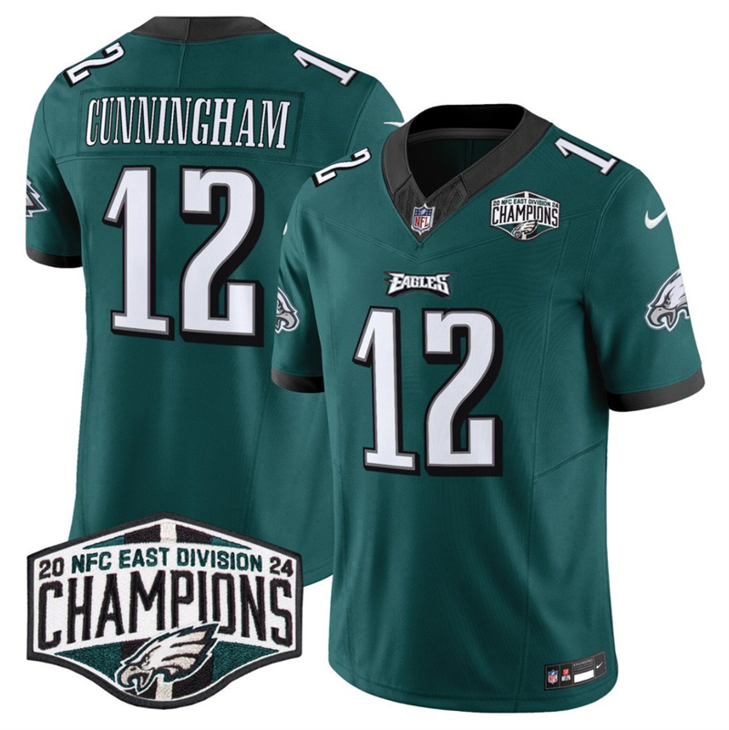 Men's Philadelphia Eagles #12 Randall Cunningham Green 2024 NFC East Champions F.U.S.E. Vapor Untouchable Limited Stitched Football Jersey Men's Philadelphia Eagles #12 Randall Cunningham Green 2024 NFC East Champions F.U.S.E. Vapor Untouchable Limited Stitched Football Jersey