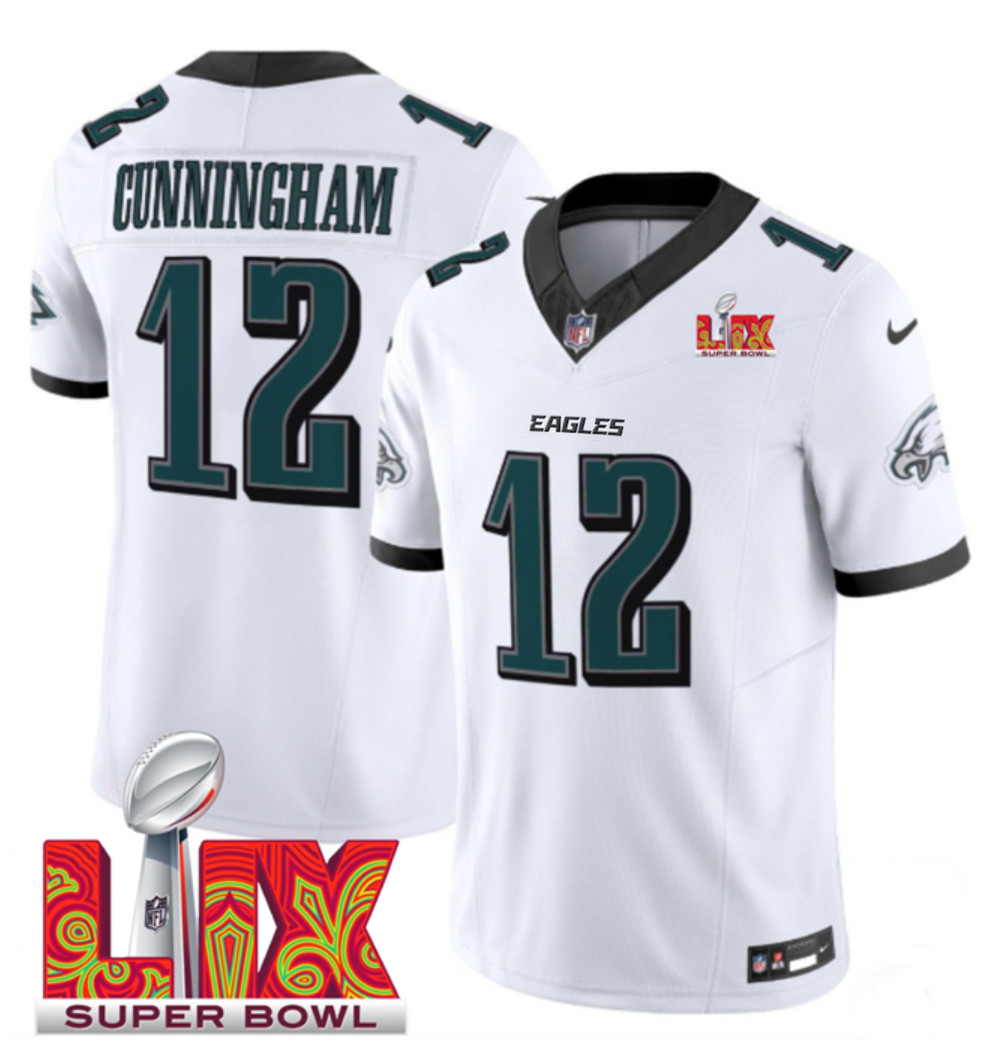 Men's Philadelphia Eagles #12 Randall Cunningham White F.U.S.E. 24/25 Super Bowl LIX Vapor Untouchable Limited Stitched Football Jersey Men's Philadelphia Eagles #12 Randall Cunningham White F.U.S.E. 24/25 Super Bowl LIX Vapor Untouchable Limited Stitched Football Jersey
