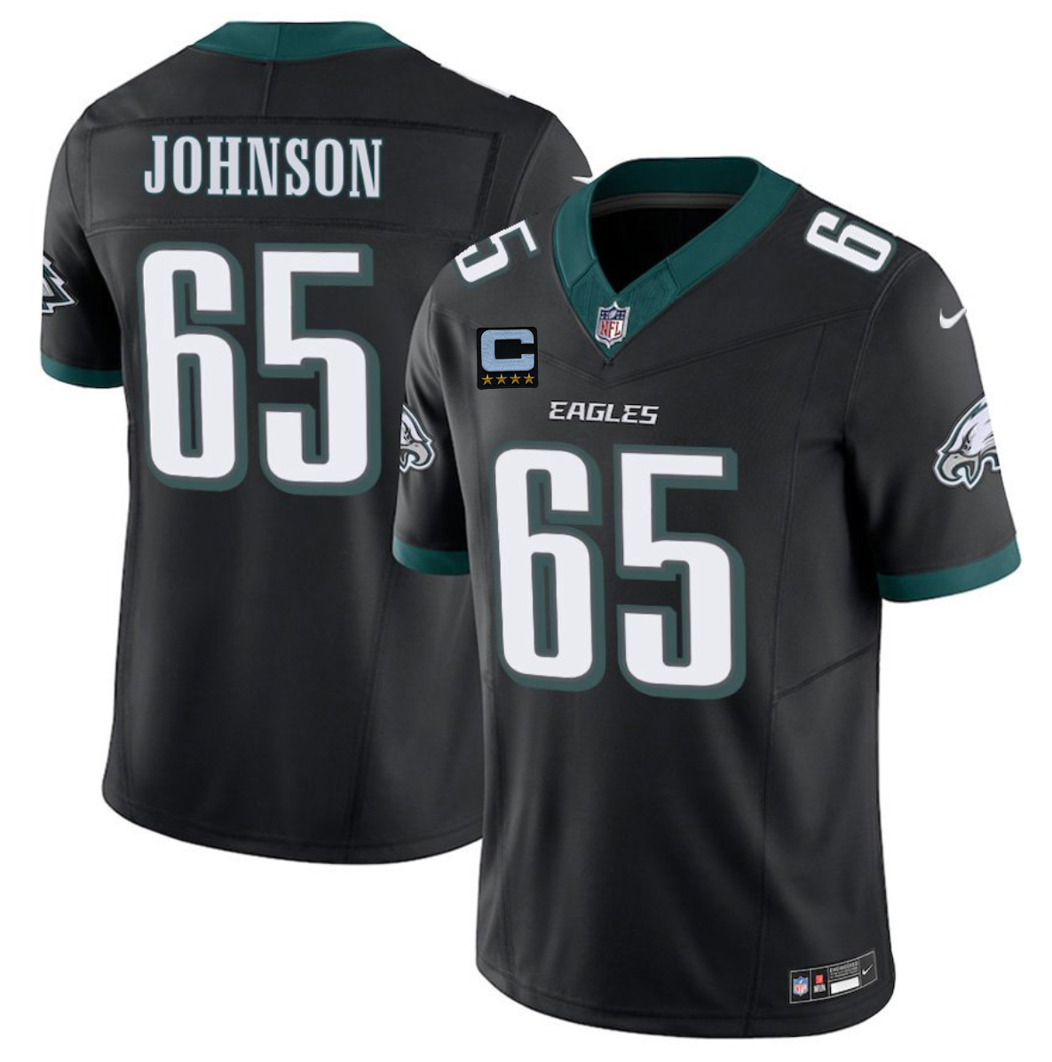 Men's Philadelphia Eagles #65 Lane Johnson Black 2025 F.U.S.E. With 4-Star C Patch Vapor Untouchable Limited Throwback Stitched Football Jersey Men's Philadelphia Eagles #65 Lane Johnson Black 2025 F.U.S.E. With 4-Star C Patch Vapor Untouchable Limited Throwback Stitched Football Jersey