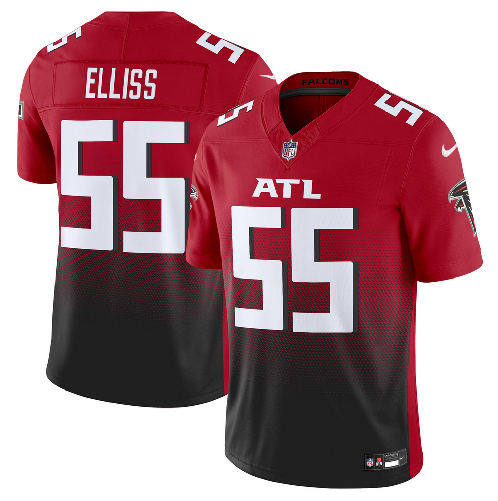 Men's Atlanta Falcons 55 Kaden Elliss Red/Black 2025 F.U.S.E Vapor Untouchable Limited Stitched Football Jersey Men's Atlanta Falcons 55 Kaden Elliss Red/Black 2025 F.U.S.E Vapor Untouchable Limited Stitched Football Jersey