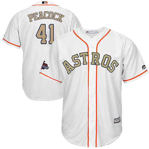 Astros #41 Brad Peacock White 2018 Gold Program Cool Base Stitched MLB Jersey Astros #41 Brad Peacock White 2018 Gold Program Cool Base Stitched MLB Jersey
