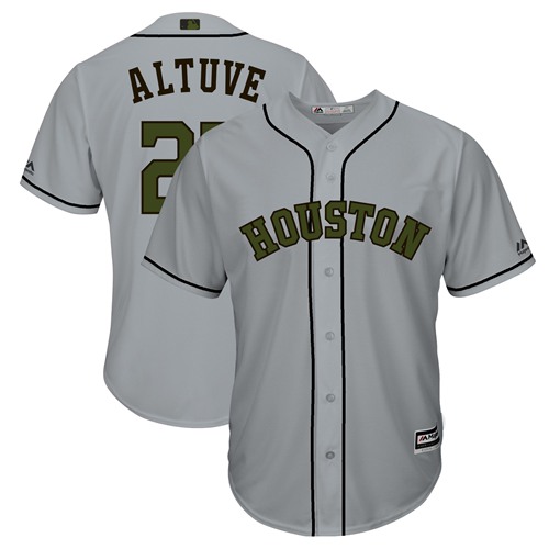 Astros #27 Jose Altuve Grey New Cool Base 2018 Memorial Day Stitched MLB Jersey Astros #27 Jose Altuve Grey New Cool Base 2018 Memorial Day Stitched MLB Jersey