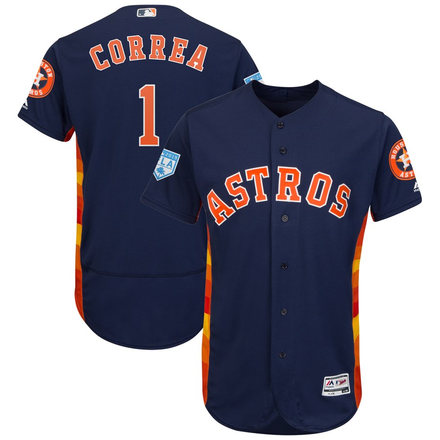 Astros #1 Carlos Correa Navy 2019 Spring Training Flex Base Stitched MLB Jersey Astros #1 Carlos Correa Navy 2019 Spring Training Flex Base Stitched MLB Jersey
