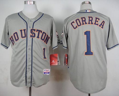 Astros #1 Carlos Correa Grey Cool Base Stitched MLB Jersey Astros #1 Carlos Correa Grey Cool Base Stitched MLB Jersey