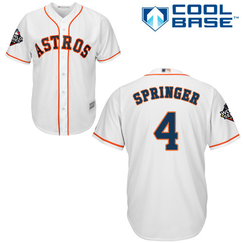 Astros #4 George Springer White New Cool Base 2019 World Series Bound Stitched MLB Jersey Astros #4 George Springer White New Cool Base 2019 World Series Bound Stitched MLB Jersey