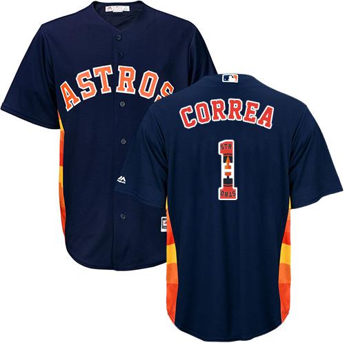 Astros #1 Carlos Correa Navy Blue Team Logo Fashion Stitched MLB Jersey Astros #1 Carlos Correa Navy Blue Team Logo Fashion Stitched MLB Jersey