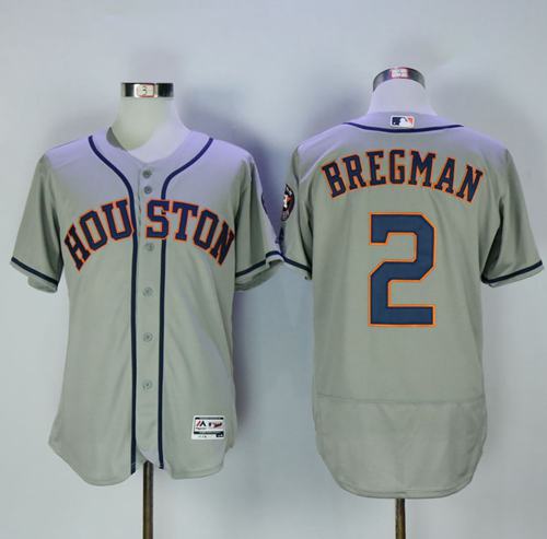 Astros #2 Alex Bregman Grey Flexbase Authentic Collection Stitched MLB Jersey Astros #2 Alex Bregman Grey Flexbase Authentic Collection Stitched MLB Jersey