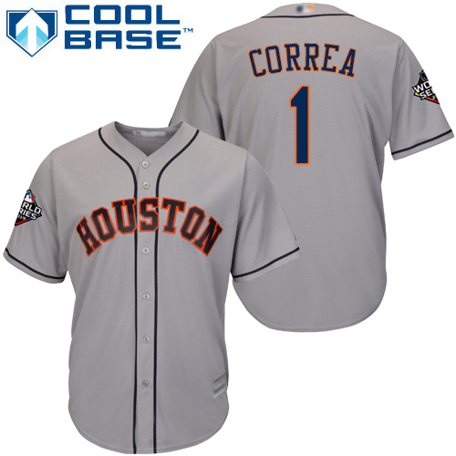 Astros #1 Carlos Correa Grey New Cool Base 2019 World Series Bound Stitched MLB Jersey Astros #1 Carlos Correa Grey New Cool Base 2019 World Series Bound Stitched MLB Jersey