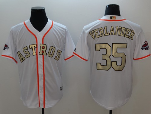 Astros #35 Justin Verlander White 2017 World Series Champions Gold Program Cool Base Stitched MLB Jersey Astros #35 Justin Verlander White 2017 World Series Champions Gold Program Cool Base Stitched MLB Jersey