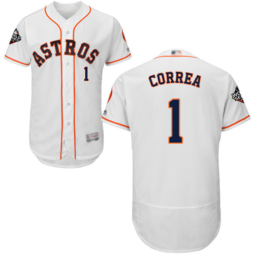 Astros #1 Carlos Correa White Flexbase Authentic Collection 2019 World Series Bound Stitched MLB Jersey