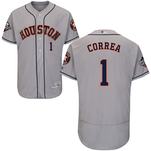 Astros #1 Carlos Correa Grey Flexbase Authentic Collection 2019 World Series Bound Stitched MLB Jersey Astros #1 Carlos Correa Grey Flexbase Authentic Collection 2019 World Series Bound Stitched MLB Jersey