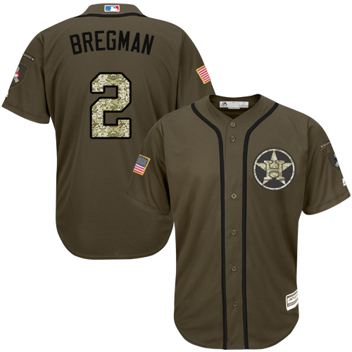 Astros #2 Alex Bregman Green Salute to Service Stitched MLB Jersey Astros #2 Alex Bregman Green Salute to Service Stitched MLB Jersey
