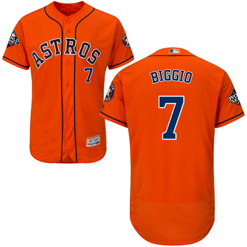 Astros #7 Craig Biggio Orange Flexbase Authentic Collection 2019 World Series Bound Stitched MLB Jersey Astros #7 Craig Biggio Orange Flexbase Authentic Collection 2019 World Series Bound Stitched MLB Jersey