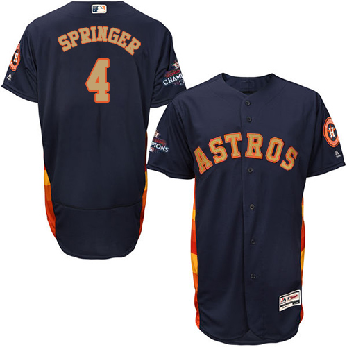 Astros #4 George Springer Navy Blue FlexBase Authentic 2018 Gold Program Cool Base Stitched MLB Jersey Astros #4 George Springer Navy Blue FlexBase Authentic 2018 Gold Program Cool Base Stitched MLB Jersey